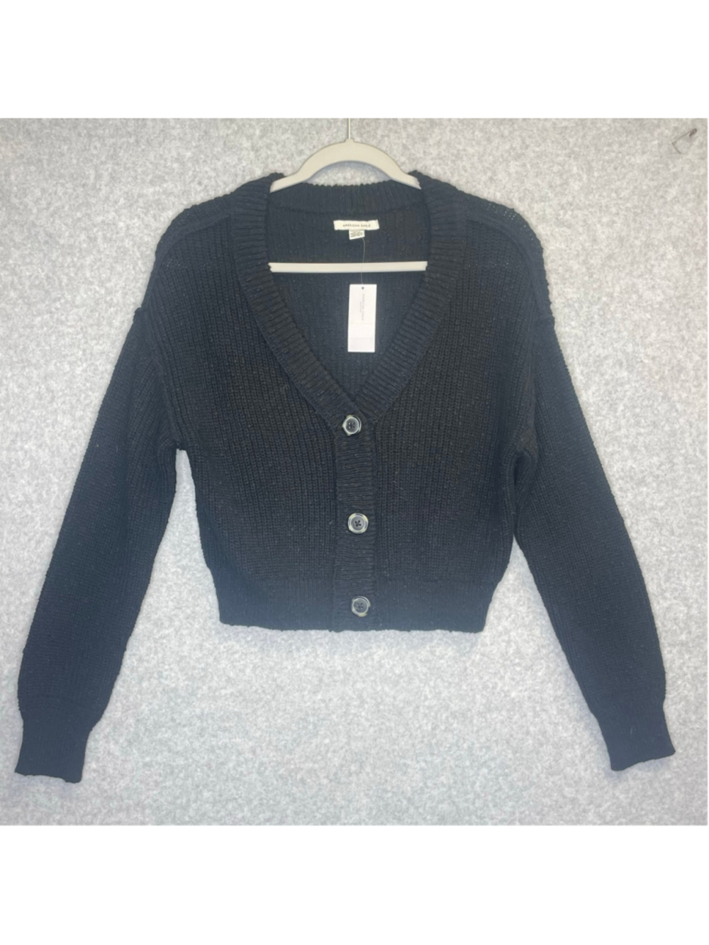 NWT American Eagle Black Cropped Knit Cardigan | XS